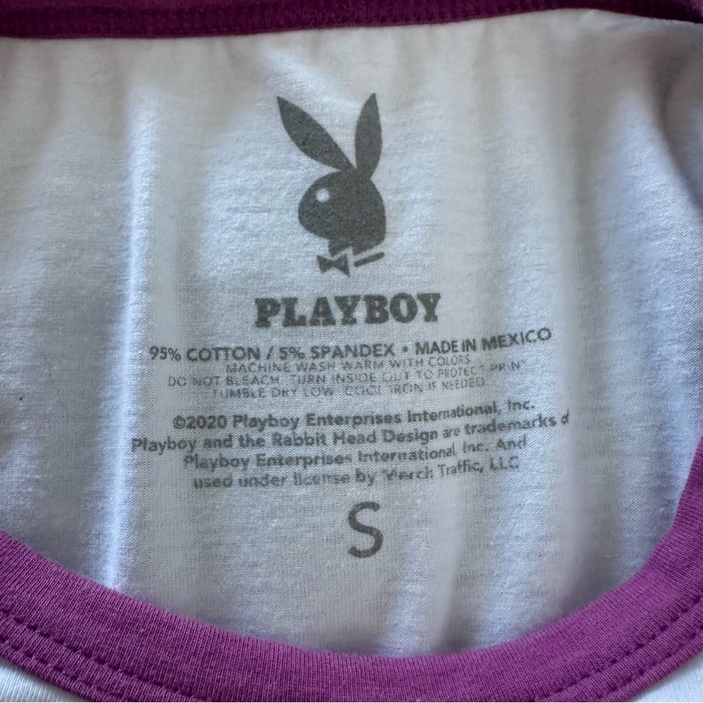 Playboy Women’s Rhinestone Logo Embellished Baby Tee Size S - Picture 5 of 8